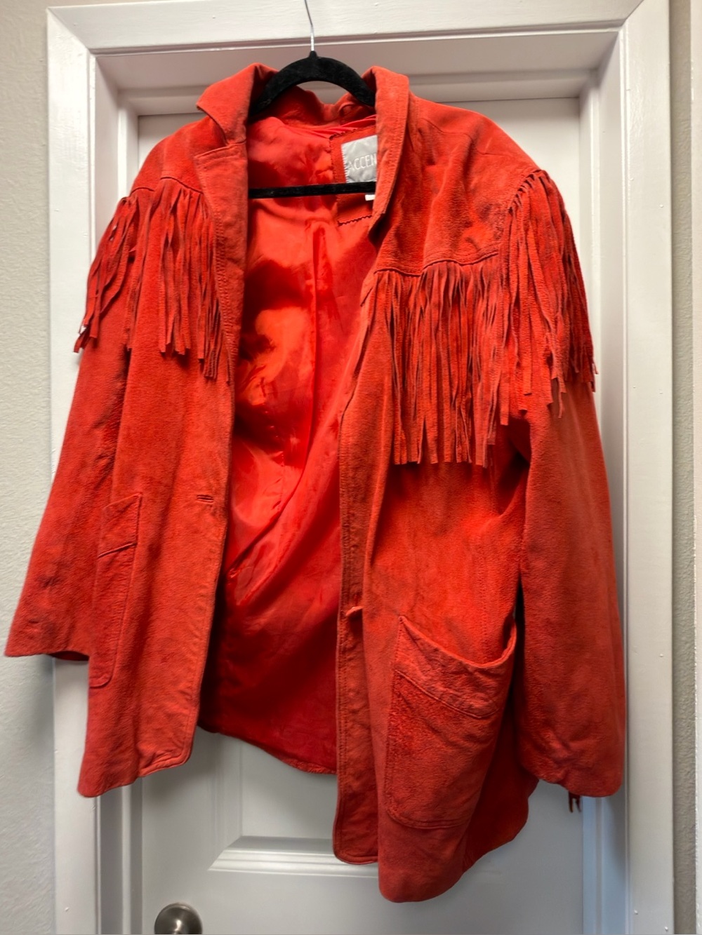 Vintage Red Leather Fringe Jacket - Women